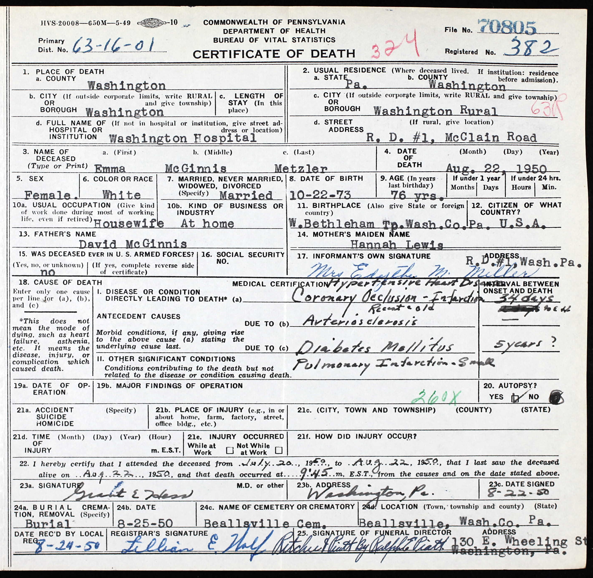 death certificate